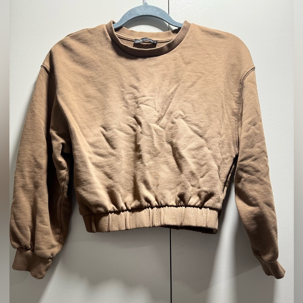 Zara Cropped Crew Sweatshirt - Picture 2 of 4